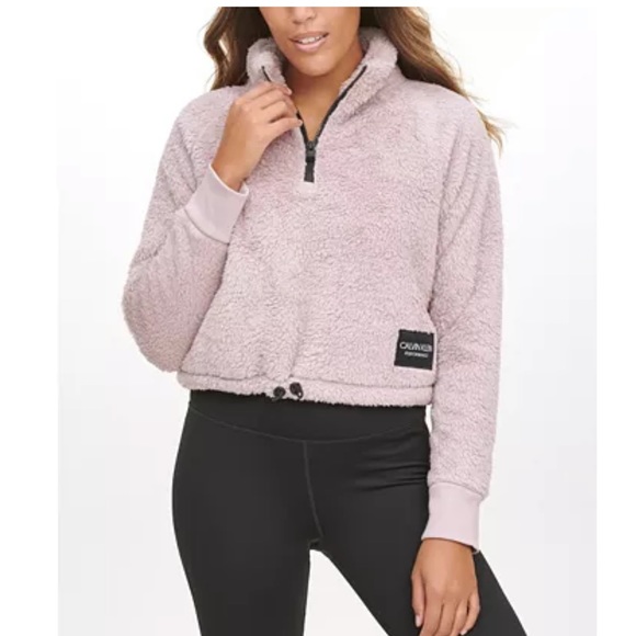 Performance Sherpa 1/4 Zip Logo Cropped Sweatshirt - Picture 2 of 6